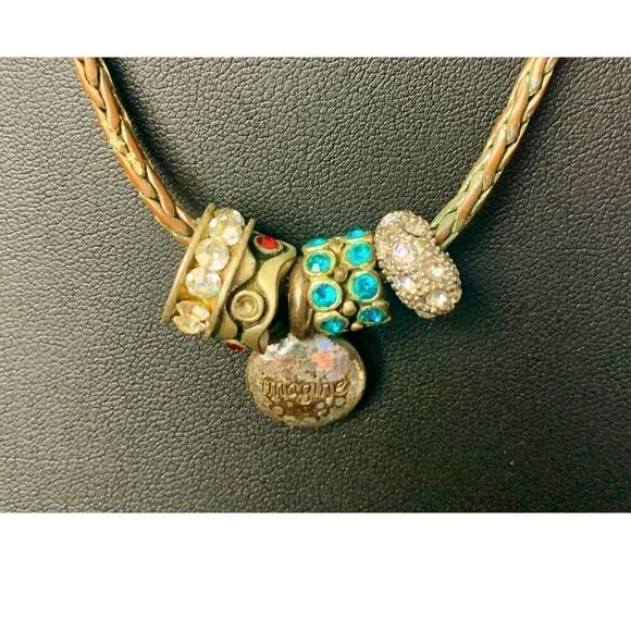 Vintage Jewelry - Vintage woven rope Charms Necklace, in Silver, Marked